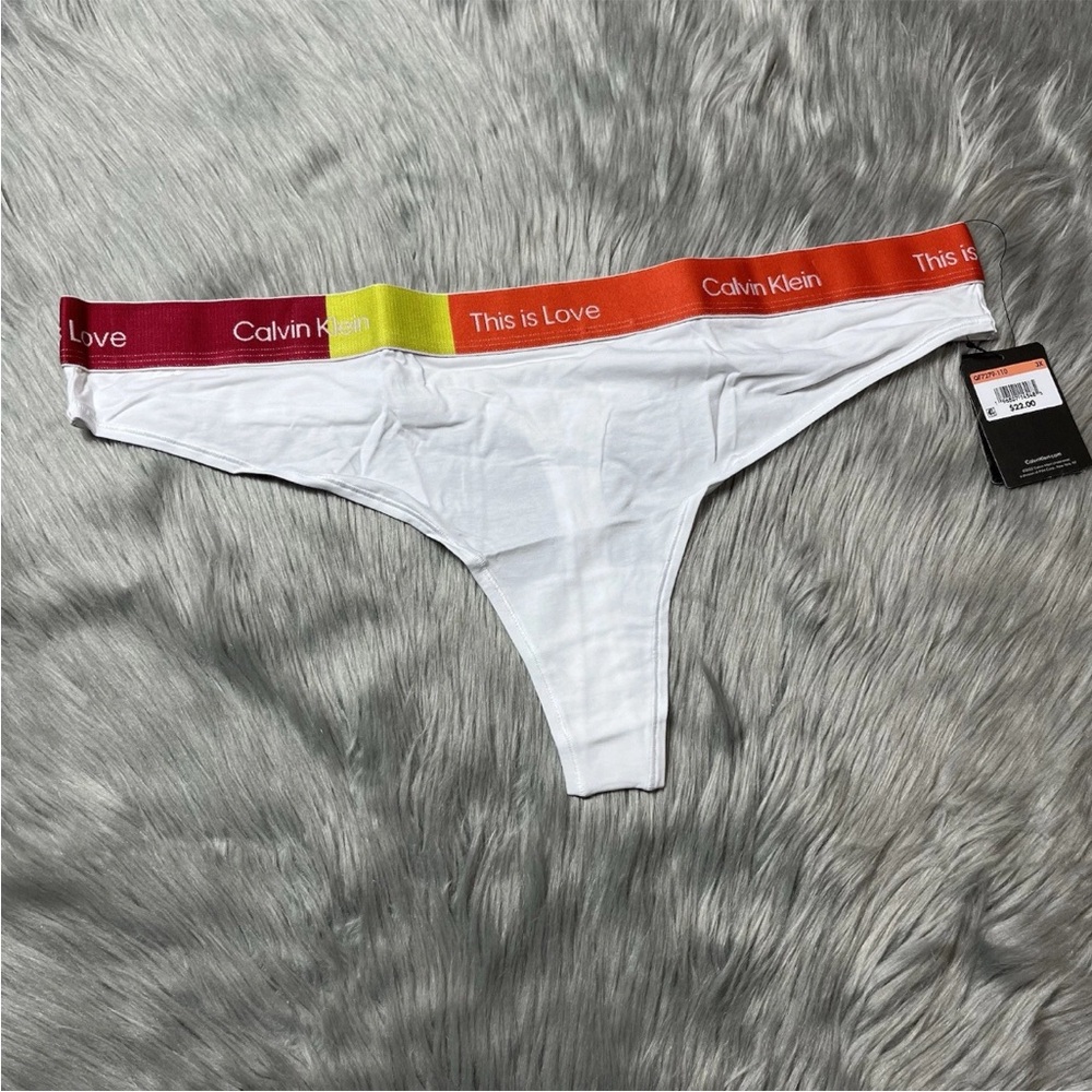 Calvin Klein Women’s This Is Love Pride White Color Block Thong Plus Size 3X